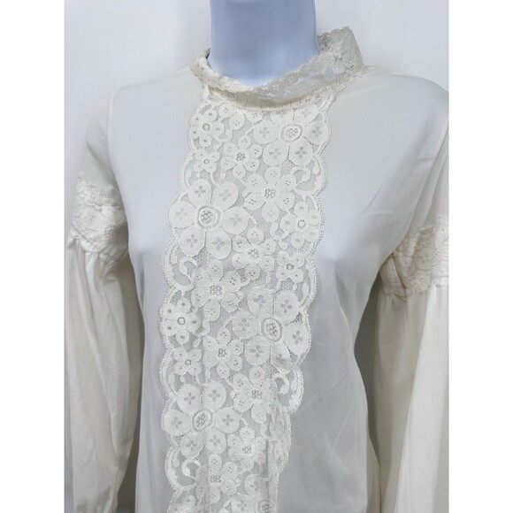 Vtg 70s Off White Cottagecore Dress Victorian Prairie Viole Boho Maxi Gown L/S - Picture 4 of 16